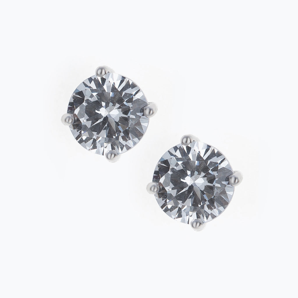 Silver Solitaire Earrings | Kimara.in