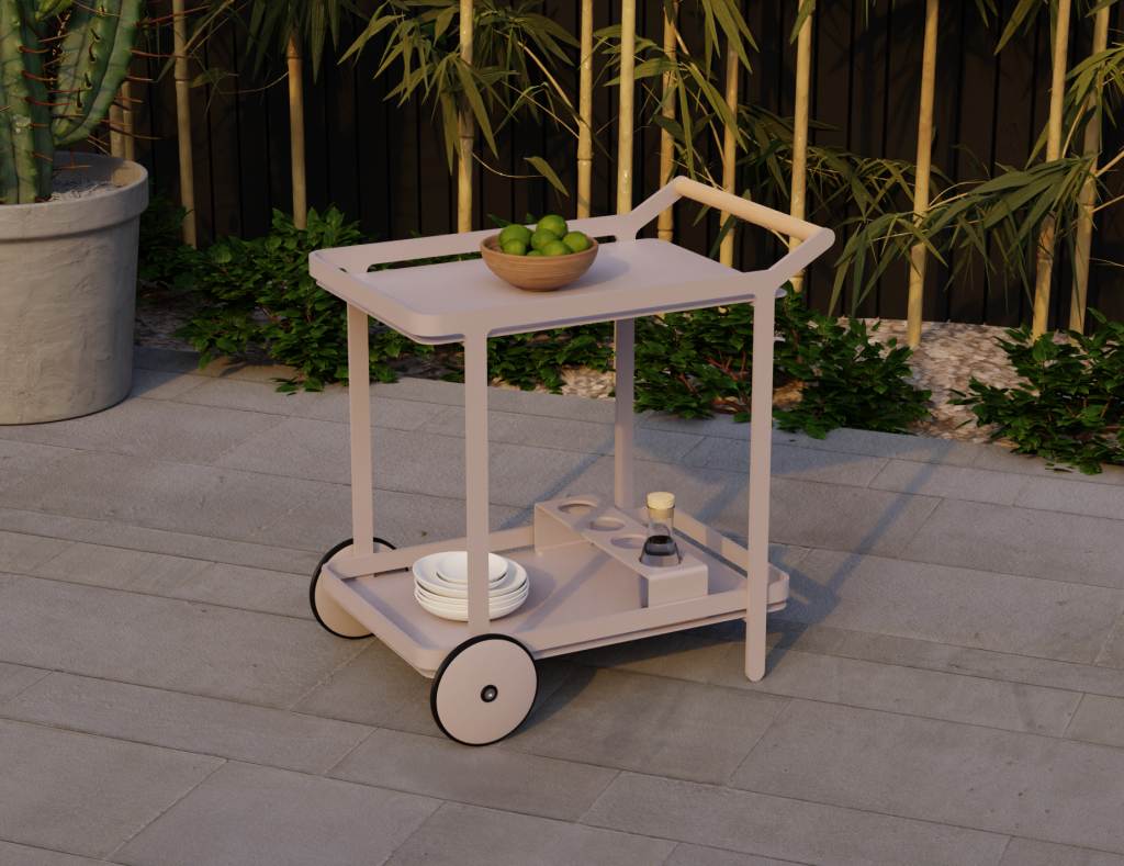 Elegant & Functional Imola Outdoor Bar Cart – Pale Pink Blush