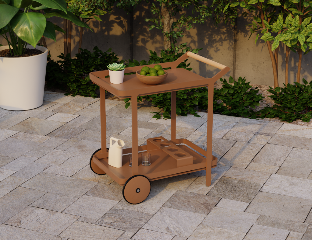 Elegant & Functional Imola Outdoor Bar Cart in Terracotta