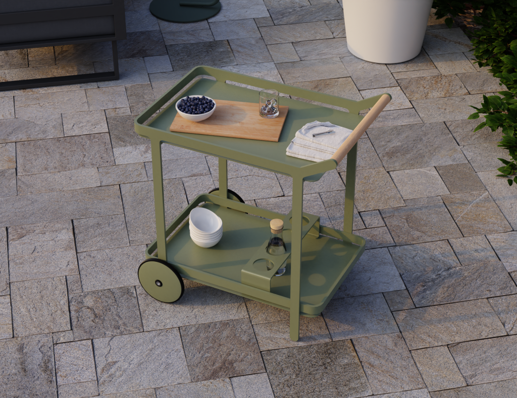 Stylish & Functional Imola Outdoor Bar Cart – Eucalyptus Green