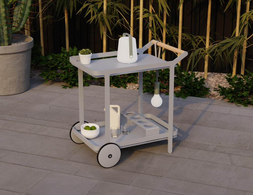 Sleek & Stylish Imola Outdoor Bar Cart – Matt Silver Grey