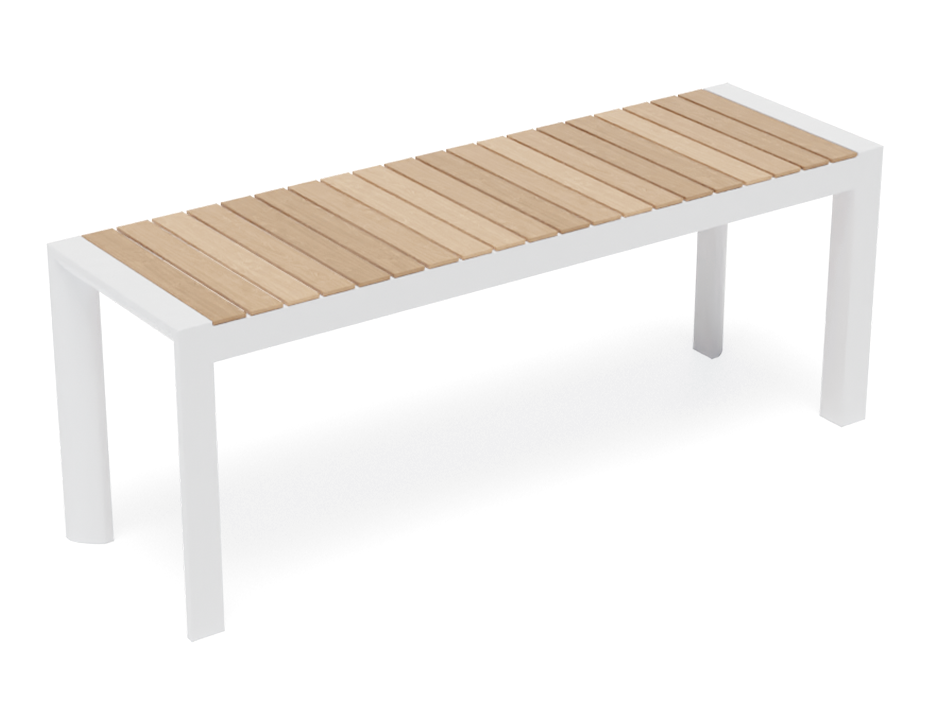 Elegant Vydel Bench Seat – 120cm Teak & White – Outdoor Elegant Vydel Bench Seat – 120cm Teak & White – Outdoor