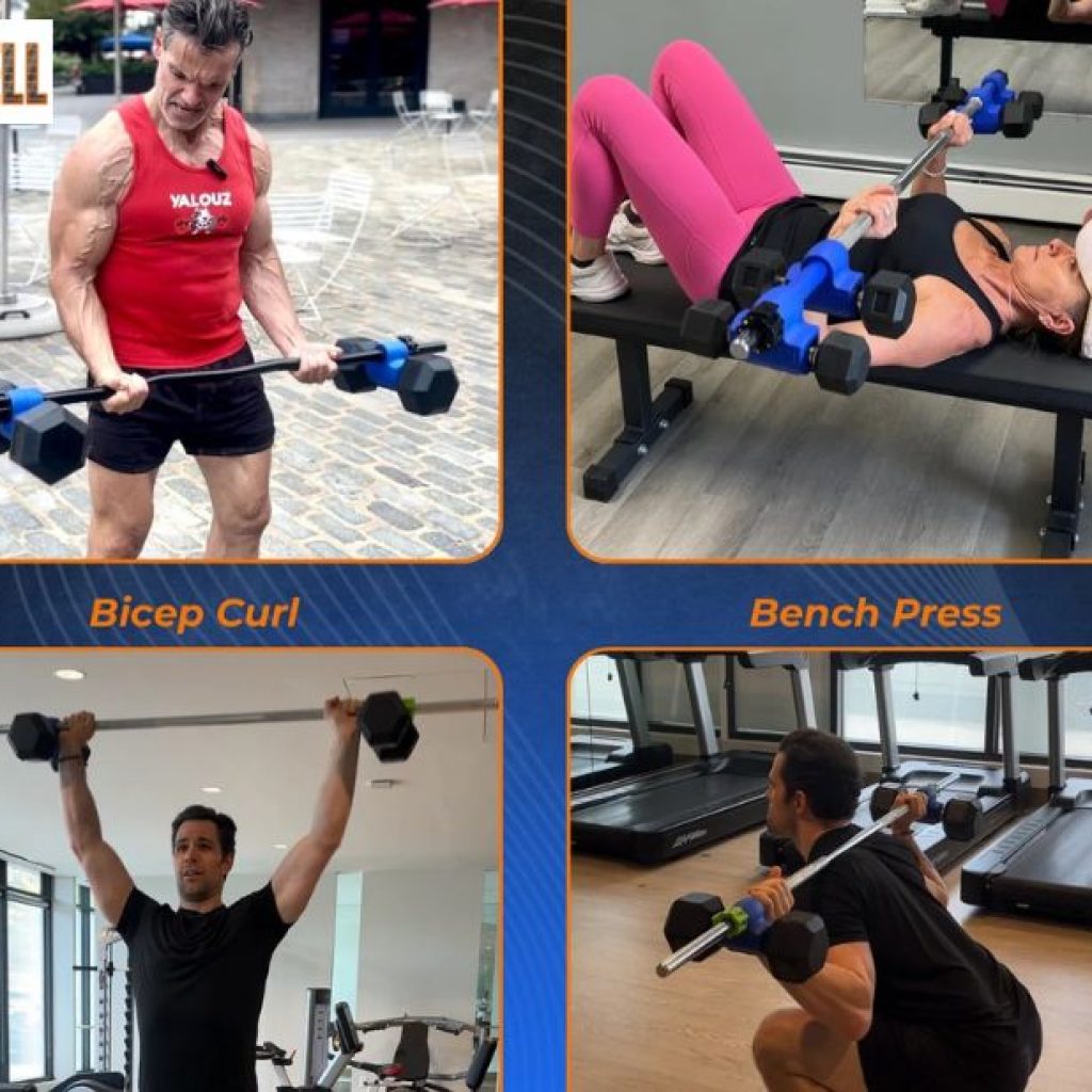 Multifunction Strength Bar: Convert Between Dumbbell and Barbell Styles