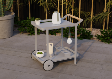 Sleek & Stylish Imola Outdoor Bar Cart – Matt Silver Grey